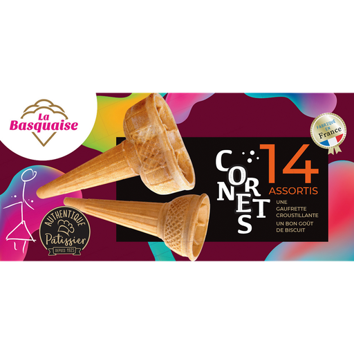 [3265820550143] LA BASQUAISE Conos para helado surtidos 14 unidades 50 g