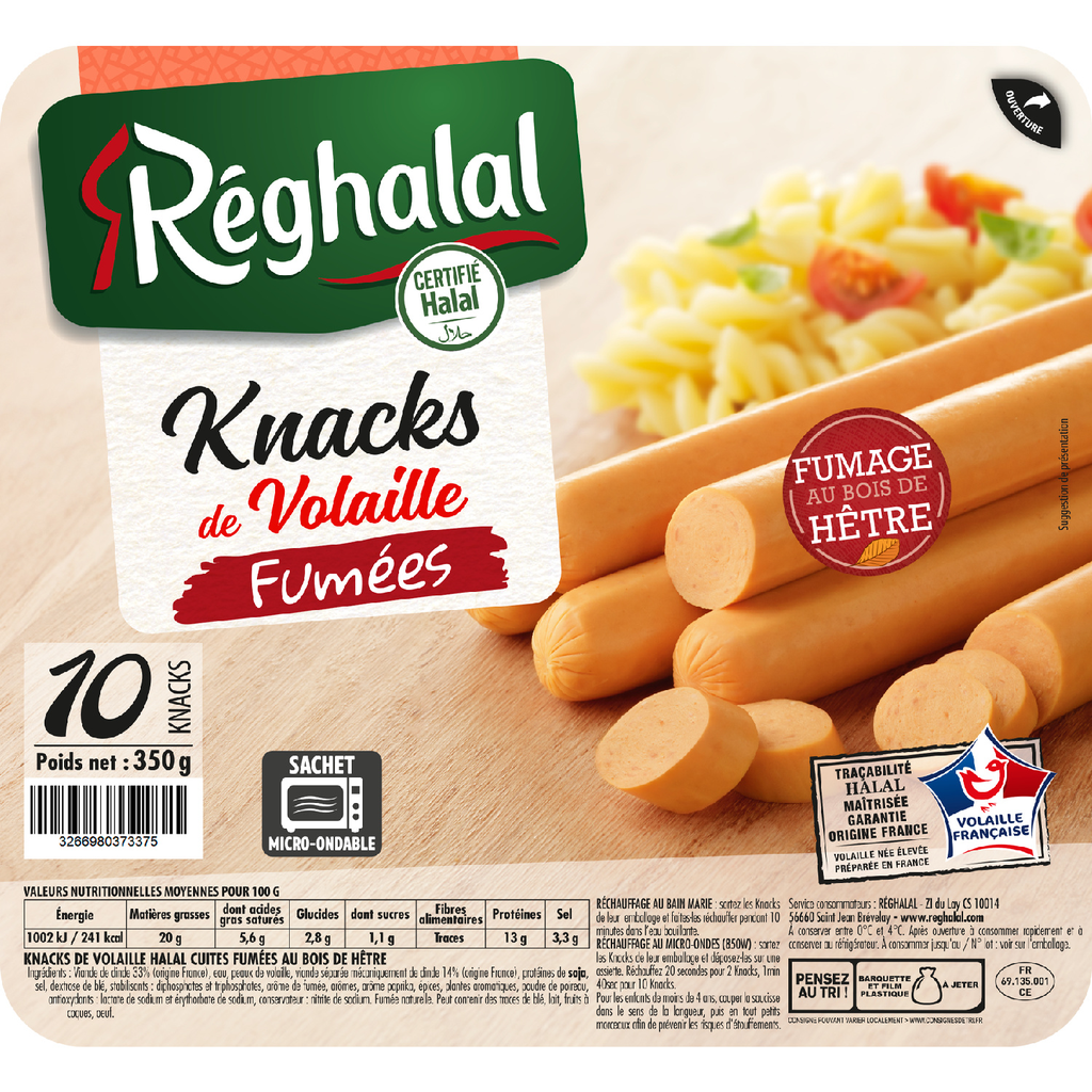 REGHALAL Salsichas de aves fumadas 10 unidades 350 g