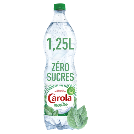 [3268651520002] CAROLA Eau de source gazéifiée aromatisée menthe 1.25 L