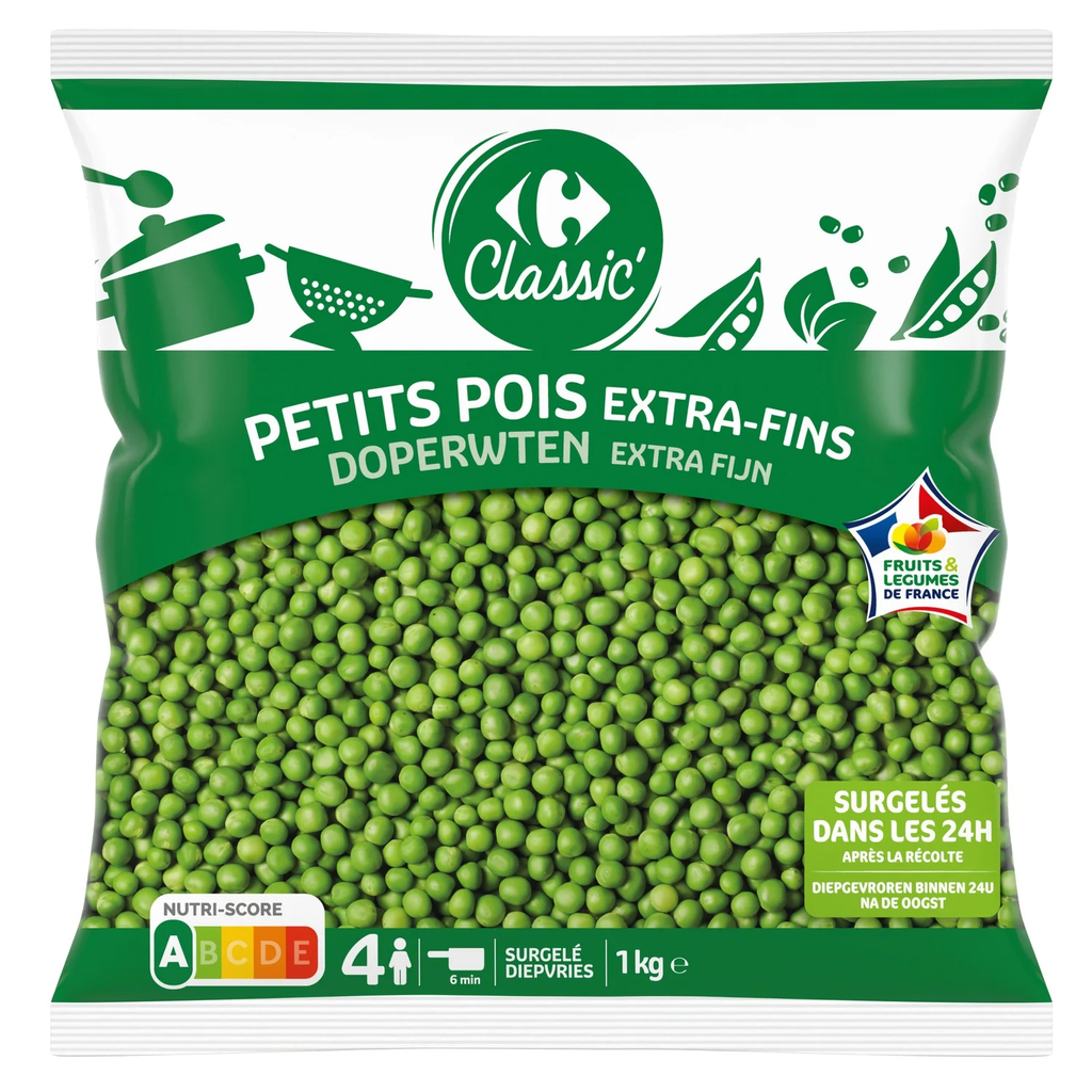 CARREFOUR CLASSIC Ervilhas doces extrafinas 1 kg