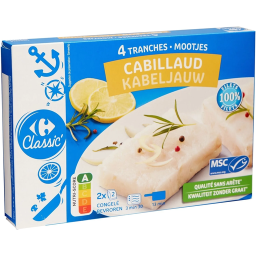 [3270190020738] CARREFOUR CLASSIC Bacalao en rodajas 400 g