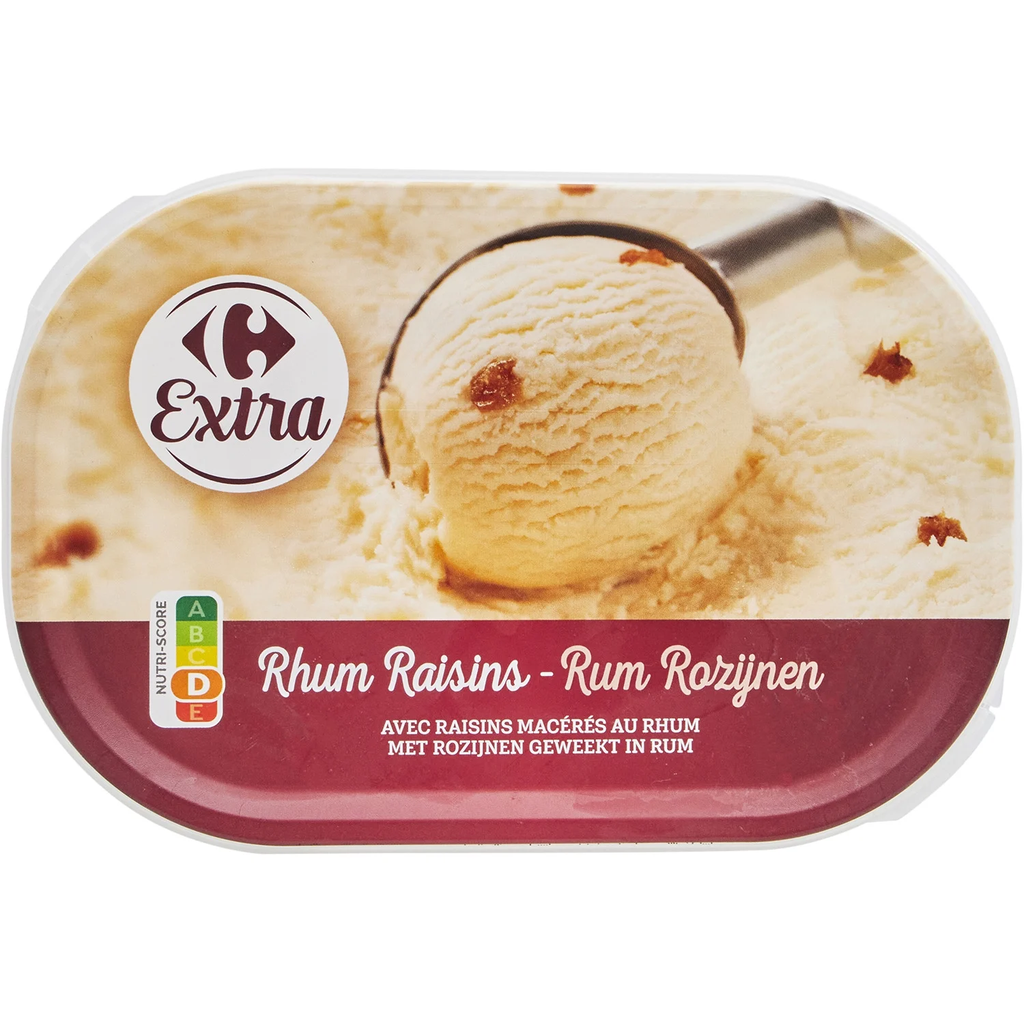 CARREFOUR Gelado em Embalagem Rum Passas 500 g