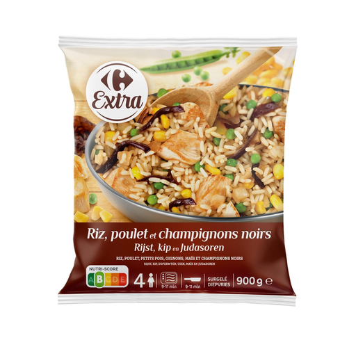 [3270190026716] CARREFOUR Mélange de riz cuit et de viande de poulet rôti surgelé 900 g