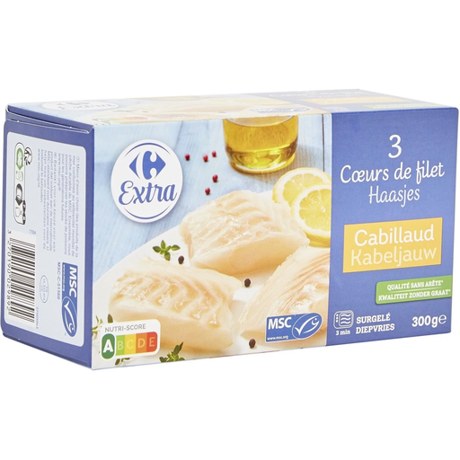 [3270190029892] CARREFOUR Cod fillet hearts 300 g