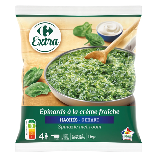 [3270190208303] CARREFOUR Espinacas picadas a la crema fresca EXTRA 1 kg
