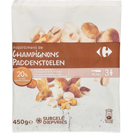 [3270190213062] CARREFOUR Légumes cuisinés assortiment de champignons EXTRA 450 g