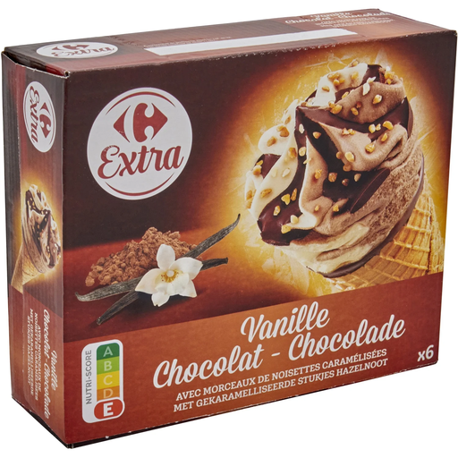 [3270190217640] CARREFOUR Conos de Helado Vainilla Chocolate EXTRA 408 g