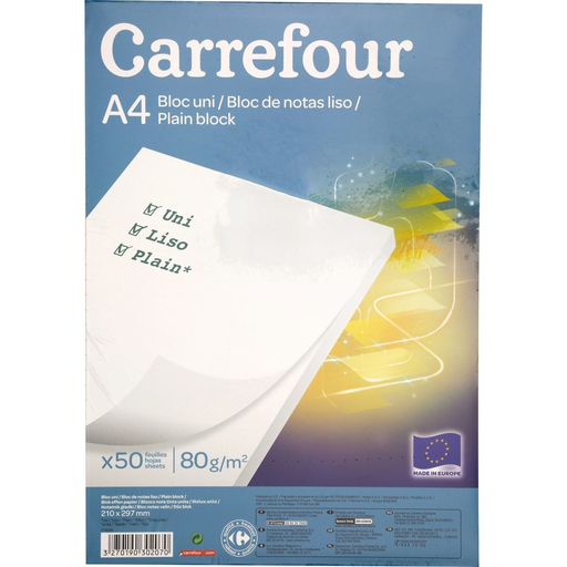 [3270190302070] CARREFOUR Notepad 21x29.7cm Unruled 50 pages