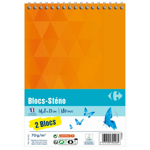 [3270190304265] CARREFOUR A5 Notepad 180 pages, pack of 2