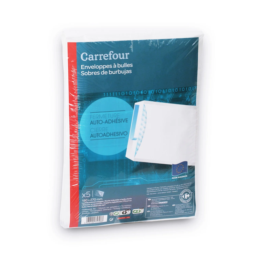 [3270190357988] CARREFOUR White bubble mailer 180 x 265cm 5 pack