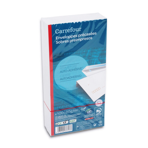 [3270190377177] CARREFOUR Envelopes brancos pré-cortados X100