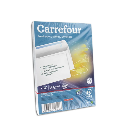 [3270190572466] CARREFOUR Envelopes adesivos 11,4x16,2 50 unidades