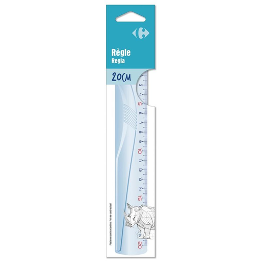 [3270192696757] CARREFOUR Règle plate 20cm plastique
