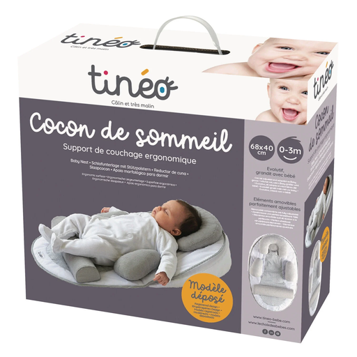 [3275057055809] TINEO Cocon de sommeil gris 68x40cm 0-3 mois