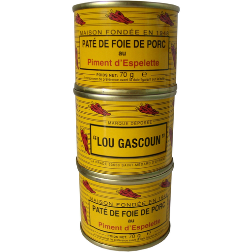 [3280950000658] LOU GASCOUN Paté de hígado de cerdo con pimiento de Espelette 3 x 70 g