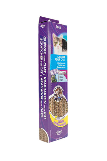 [3281018006124] AIME Raspador de cartão para gatos, dupla face, aroma a erva-gateira, unidade