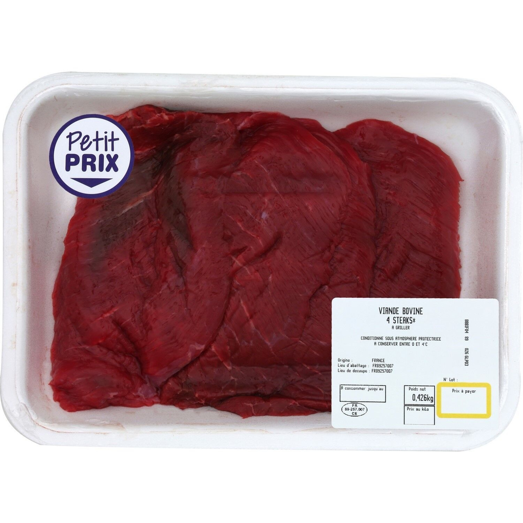 1ER PRIX Beef Steak for grilling, pack of 4 - 400g
