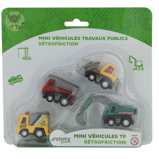 [3286413021826] FERRY Mini Construction Vehicle Friction Powered x4