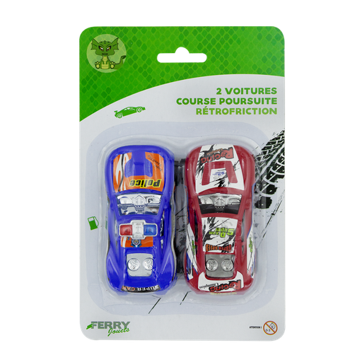 [3286413021871] FERRY Pursuit racing car retrofriction pack of 2