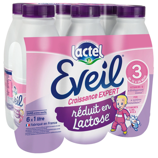 [3288114170131] EVEIL DE LACTEL Leite de crescimento bebé reduzido em lactose 6 x 1 L