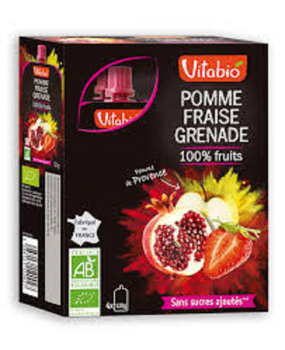 [3288131120041] VITABIO Apple Strawberry Pomegranate Pouch 4 x 120 g