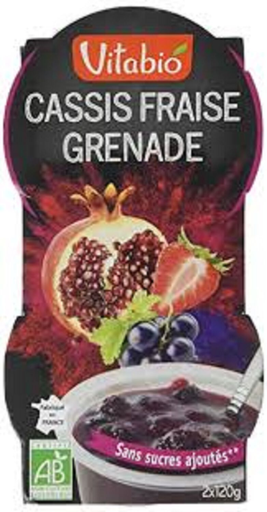 [3288131280509] VITABIO Dessert Blackcurrant Strawberry Pomegranate Organic 2 x 120 g