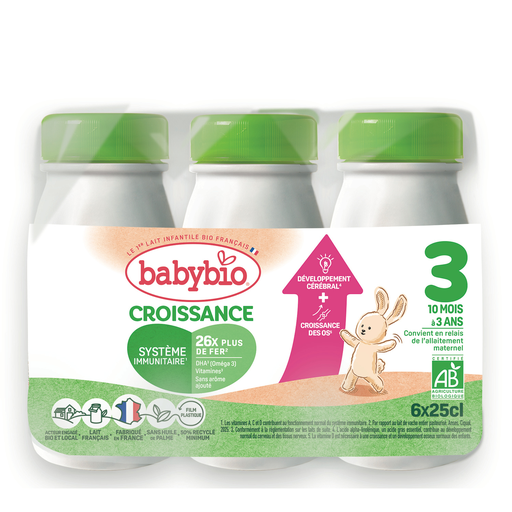 [3288131580074] BABYBIO Leite de crescimento líquido desde 10 meses 6 x 25 cl