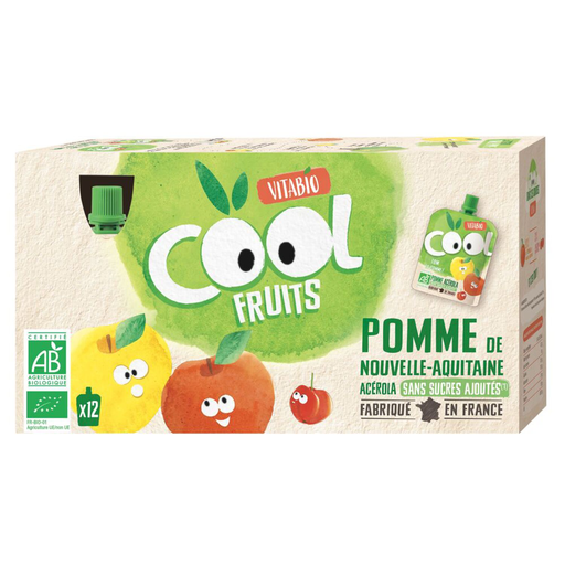 [3288131650005] VITABIO Cool Fruits Apple Nature Organic Pouches 12 x 90 g