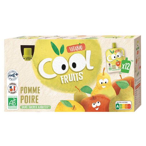 [3288131650043] VITABIO Cool Fruits Apple Pear Pouches 12 x 90 g