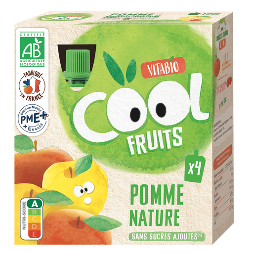 [3288132600122] VITABIO Cool Fruits Apple Puree Pouches 4x90g