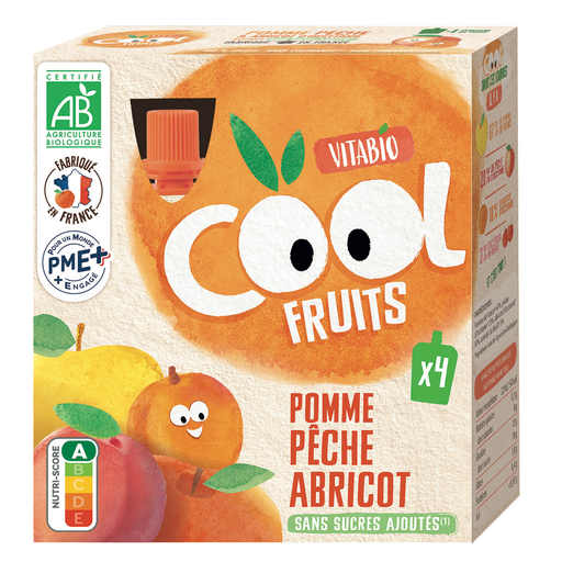 [3288132600139] VITABIO Cool Fruits Apple Peach Apricot Pouches 4x90g