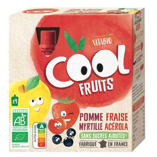 [3288132600146] VITABIO Cool Fruits Apple Strawberry Blueberry Pouches 4 x 90 g