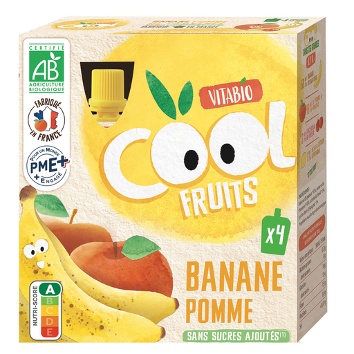 [3288132600191] VITABIO Cool Fruits Organic Banana Apple Compote 4x90g