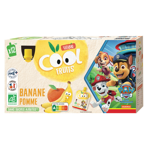 [3288132650011] VITABIO Cool Fruits Banana Apple Pouches Pat Patrouille 12 x 90 g