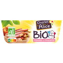 CHARLES & ALICE Dessert aux fruits Bio Pomme Rhubarbe 4 pots de 95 g