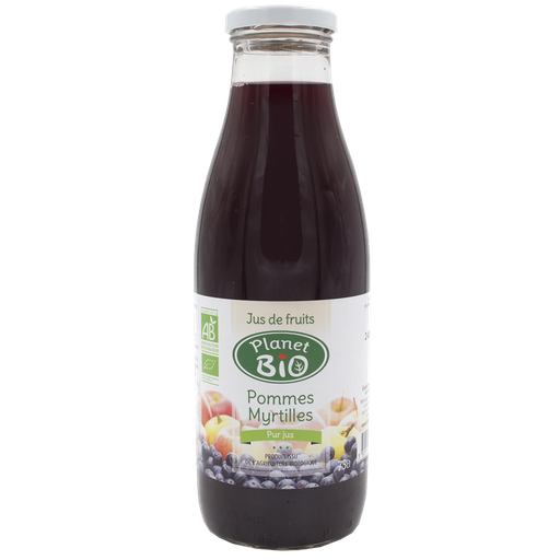 [3301591000194] PLANET BIO Jus de pommes et myrtilles bio 75 cl