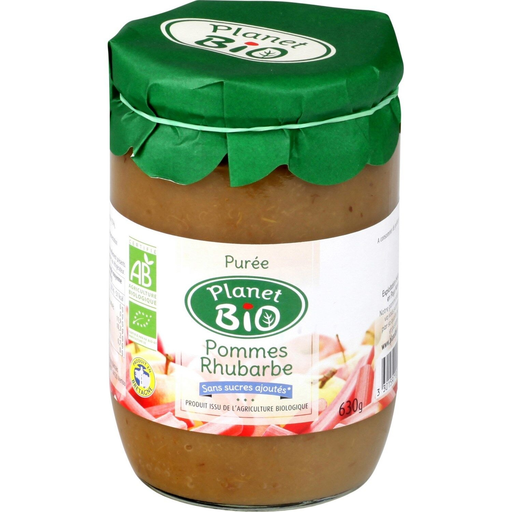 [3301597001553] PLANET BIO Apple Rhubarb Compote No Added Sugar 630g