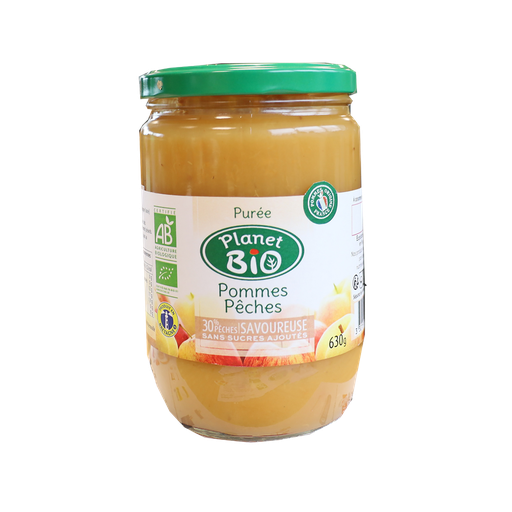 [3301597004806] PLANET BIO Apple Peach Fruit Puree 630g