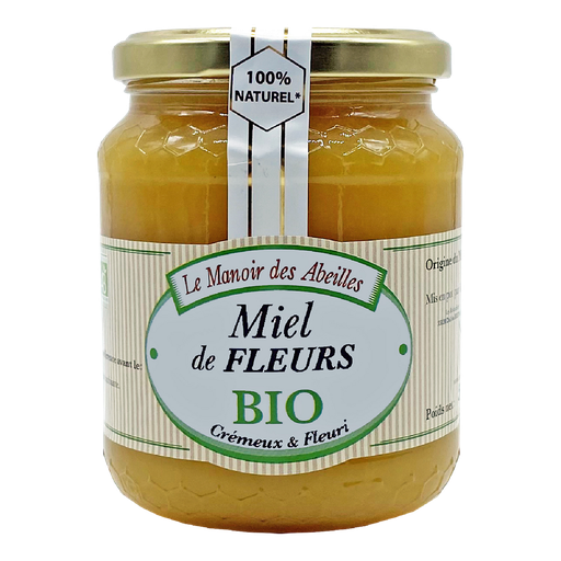 [3335440152109] LE VERGER DES ABEILLES Miel de flores bio Le Manoir 500 g