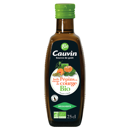 [3336590101382] CAUVIN Óleo virgem de sementes de abóbora bio 25 cl