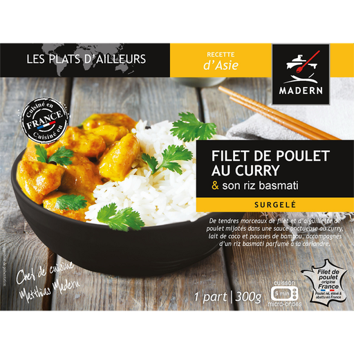[3355570003478] MADERN Plat cuisiné individuel Poulet au curry & son riz 300 g