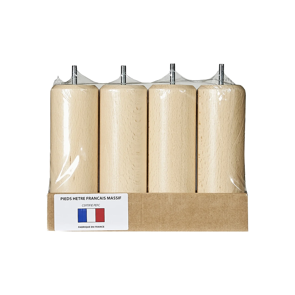 CARREFOUR Solid Beech Legs 20cm HOME set of 4