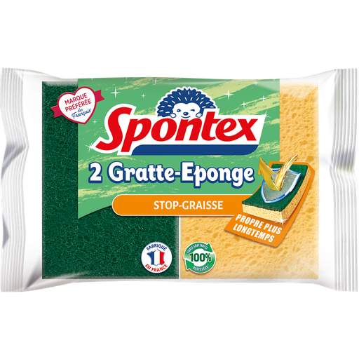 [3384123092737] SPONTEX Vegetable Sponge Scouring and Resistant Stop Grease x2