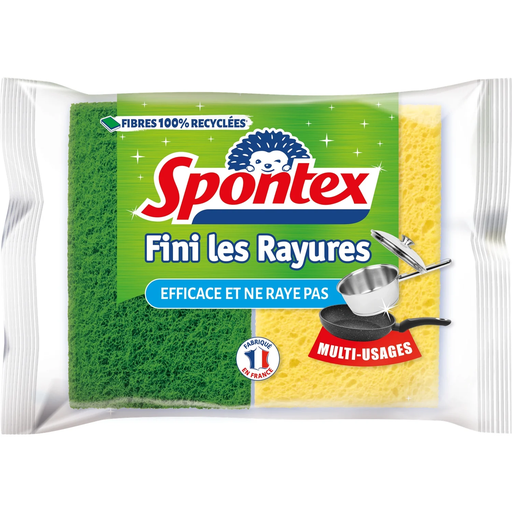 [3384123096506] SPONTEX Multi-Purpose Sponges Green & Yellow, pack of 2