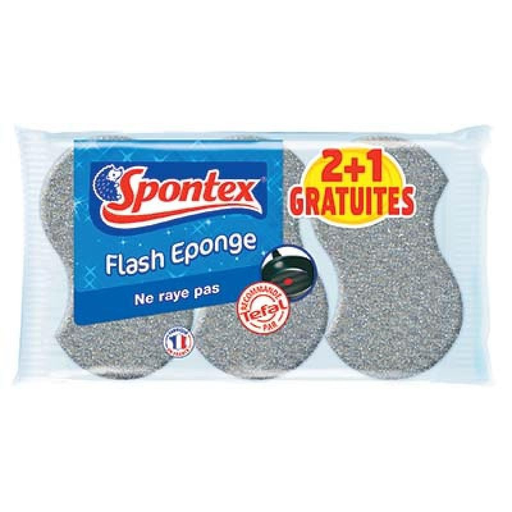 [3384123180014] Spontex Flash Sponge Pack of 3 including 1 free
