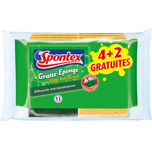 [3384123961361] SPONTEX Anti-bacterial Scouring Sponge 6-pack