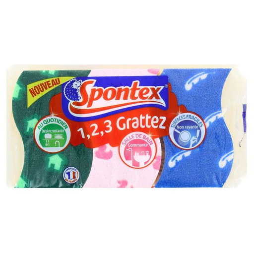 [3384125500162] SPONTEX Esponjas 1-2-3 Grattez x3
