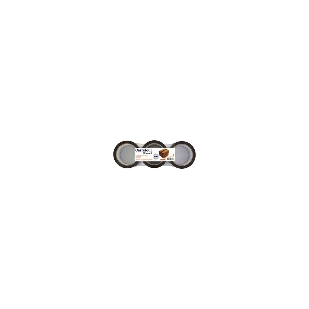 CARREFOUR Ruban d'emballage 66 mX50mm les 3 rouleaux