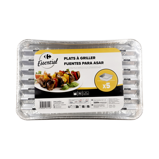[3390509974146] CARREFOUR Bandejas de aluminio para asar paquete de 5