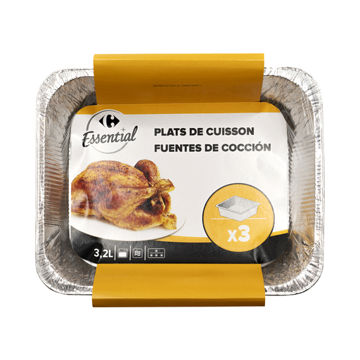 [3390509974184] CARREFOUR Bandejas de horno de aluminio lote de 3